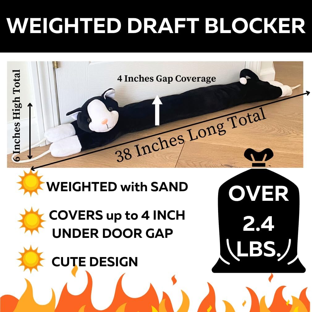Evelots Cat Door Draft Stopper - 38 Inch Weighted