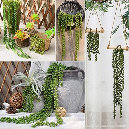 HUIANER Artificial String of Pearls Hanging Plants 134 Inch Pack of 2 for Home Office Decor
