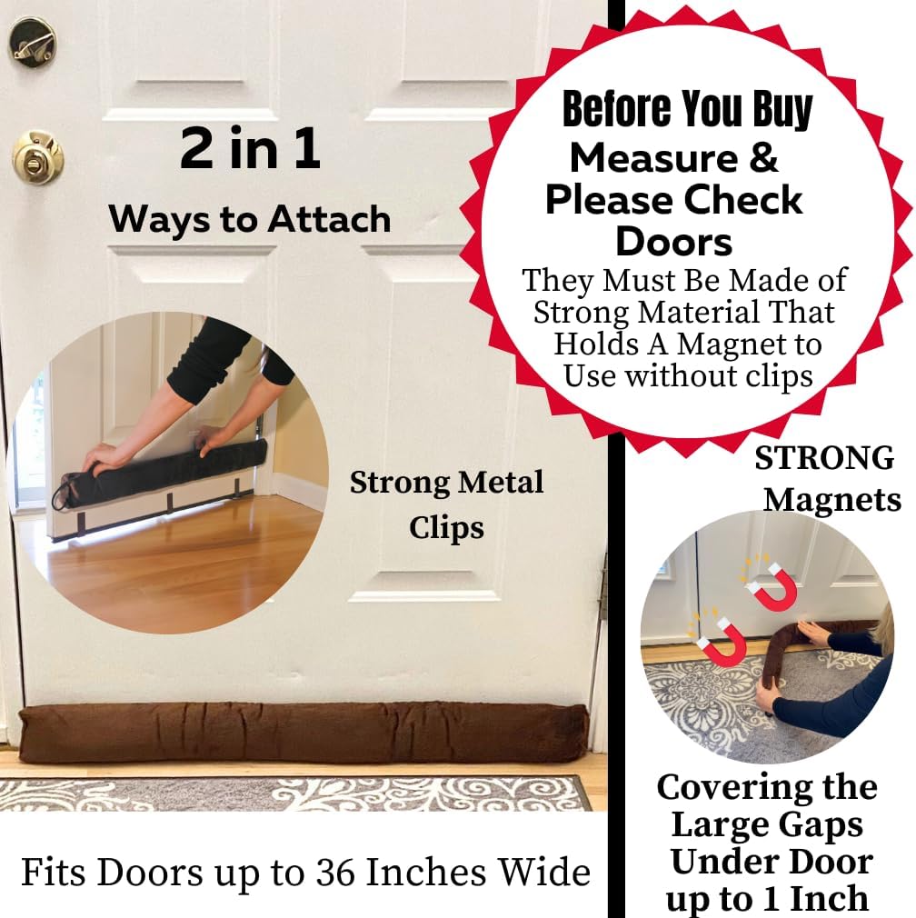 Evelots Magnetic Draft Stopper 36 Inches 2 in 1