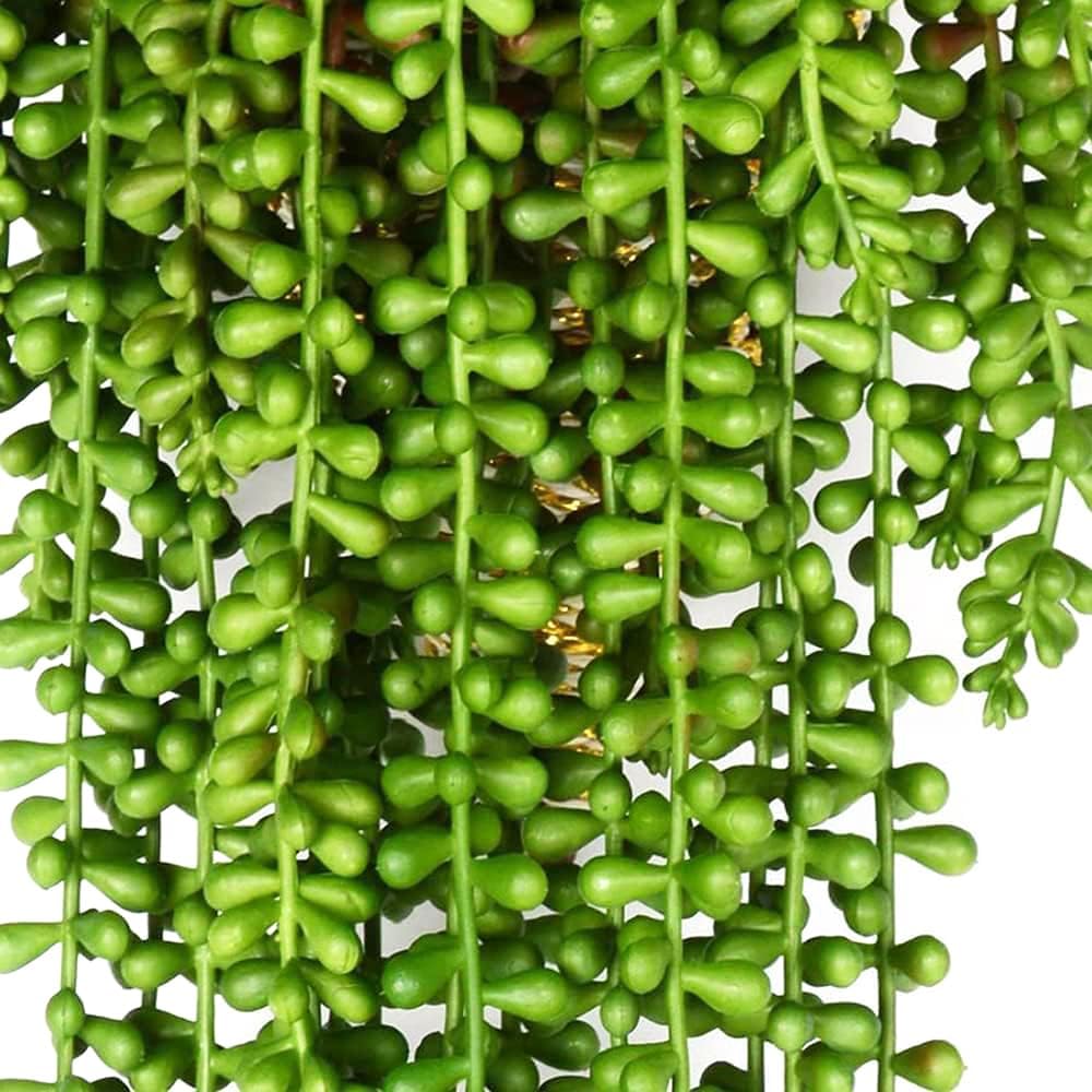 HANDIC 3 Pack Artificial String of Pearls Plants Green Hanging Decor