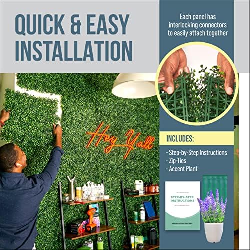 Creative Space Artificial Grass Wall Panels 12 PCS Wedding Backdrop Boxwood Privacy Screen