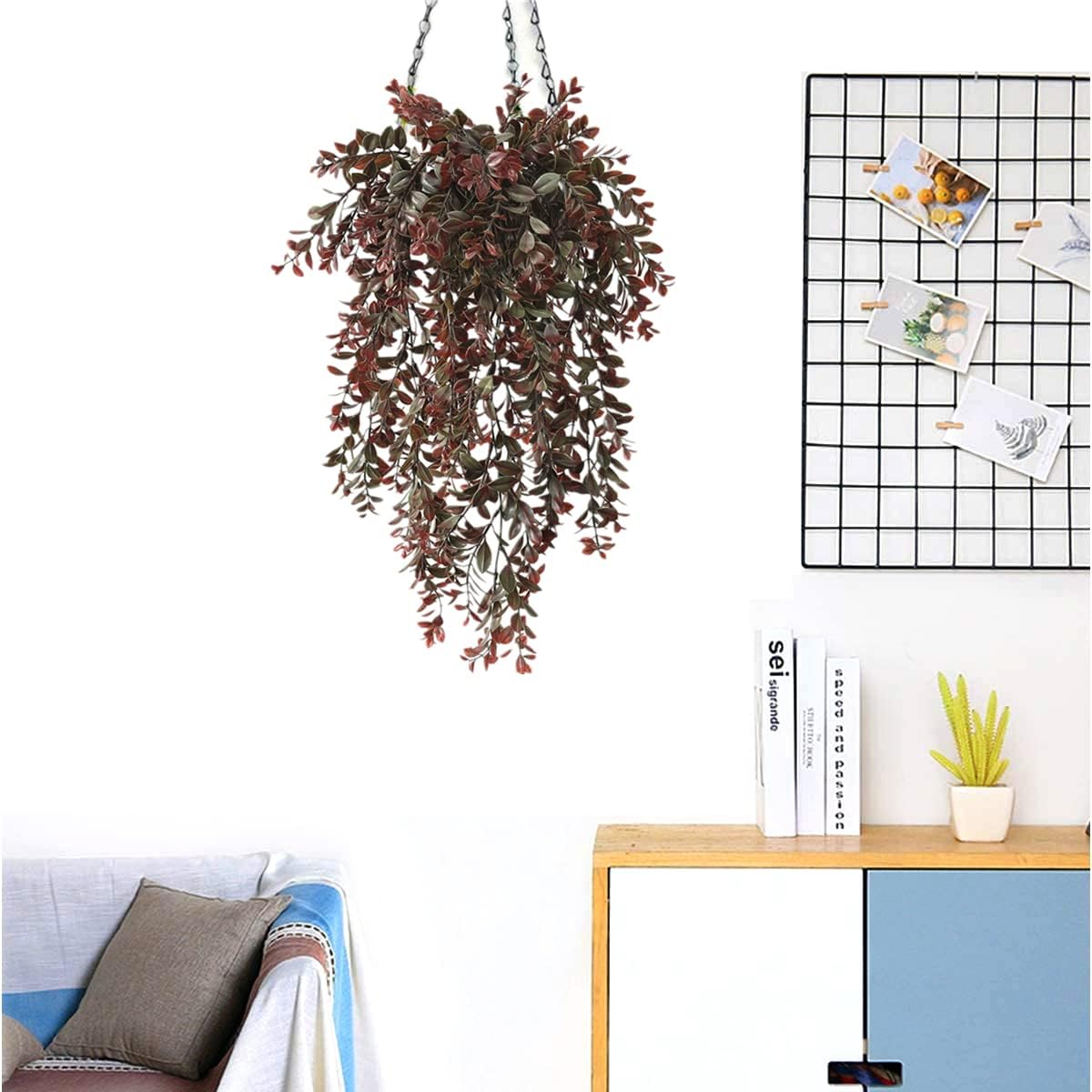 PASYOU Artificial Hanging Ivy 2 Pack Reddish Brown Leaves Plants