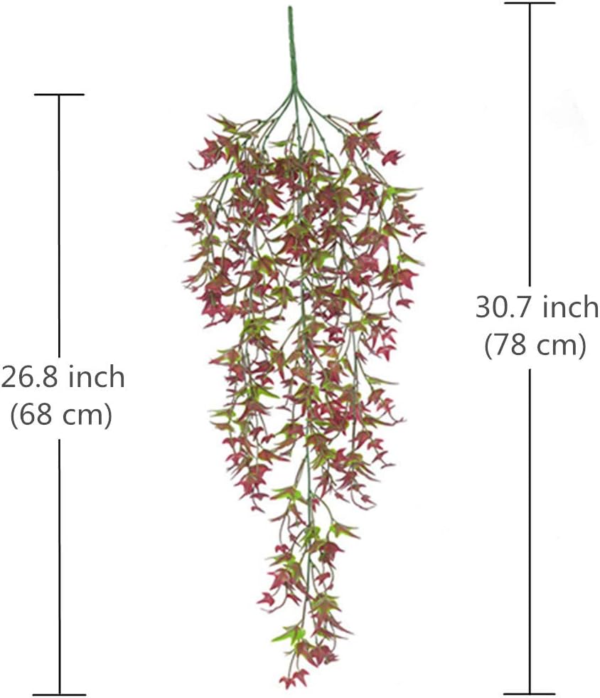 CATTREE Artificial Hanging Vine with Red Leaves 2 Pcs