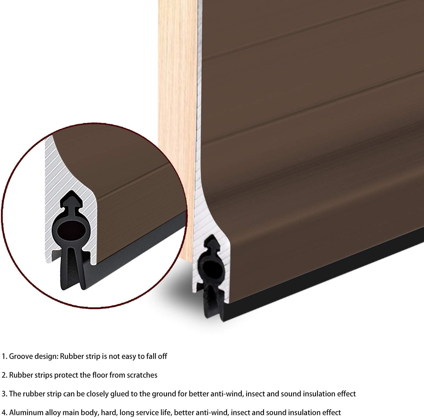 USUKUE Metal Door Draft Stopper 36 Inch Mice Guard Bottom Seal Strip