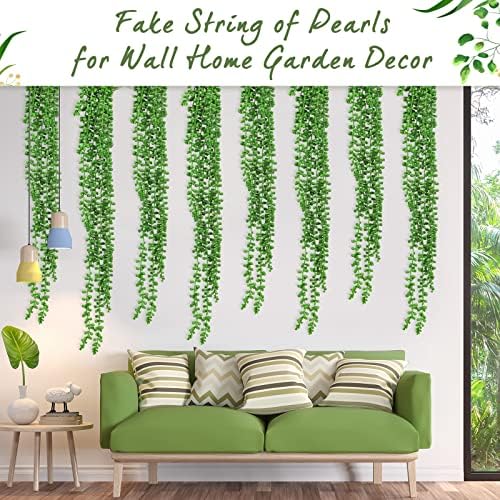 8 Pcs Artificial Succulents Hanging Plants 24 Inch Decor Set