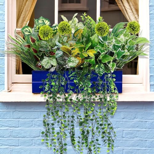 Giegxin 18 Pcs Artificial Plants Set for Outdoor Decor