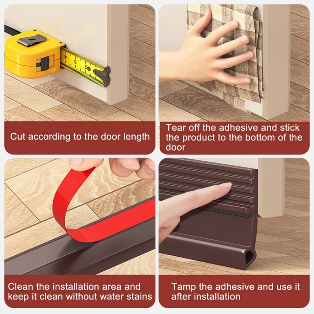 Lifeuping Door Draft Stopper 39in Black TPE Weather Stripping for Exterior and Interior Doors