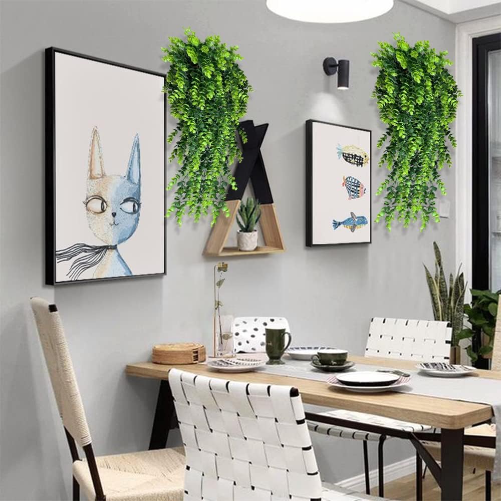 4 Pack Artificial Eucalyptus Hanging Plants for Home and Wedding Decor
