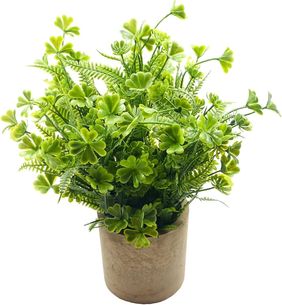Fake Four Leaf Clover Plants for Home Office Desk Decor
