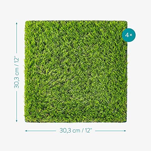 Navaris Artificial Grass Squares 12x12 Inches Pack of 4