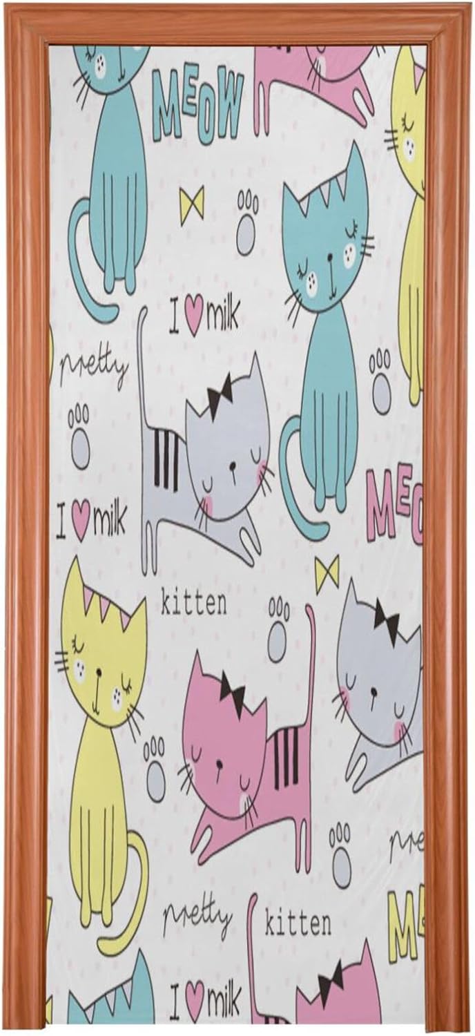 Susiyo Cute Cat Halloween Door Cover 32x79 in