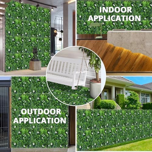 Euker Artificial Grass Wall Panels 6PCS 20x20 Inch DIY Flower Wall Decor