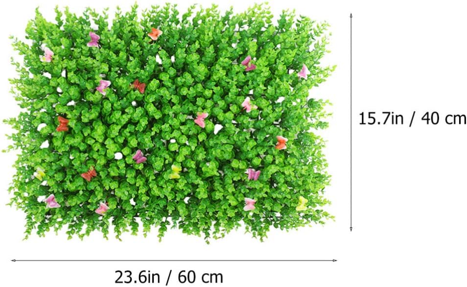VOSAREA Artificial Boxwood Panels with Butterfly Grass Topiary Hedge Wall Decor
