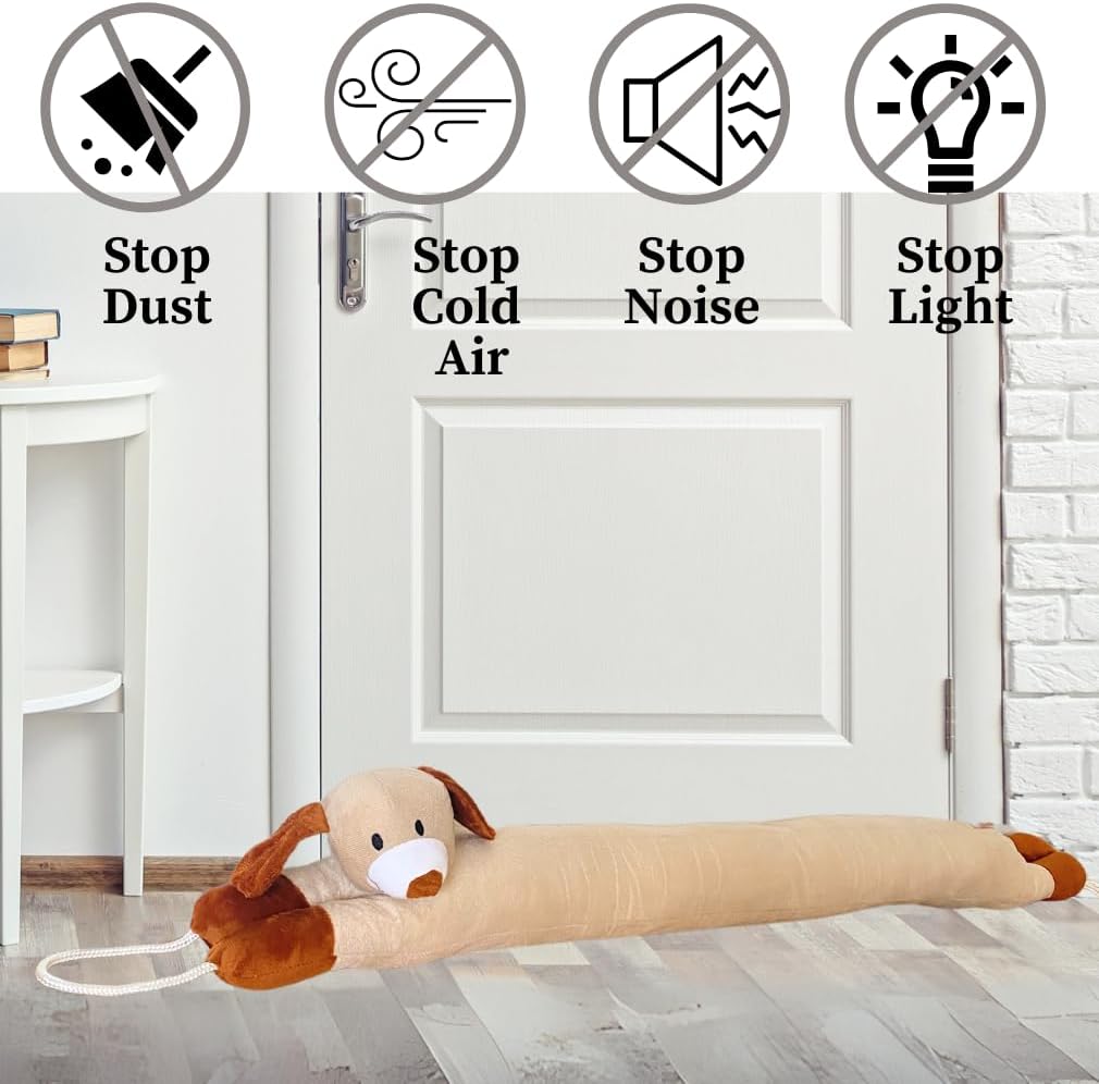 Evelots Under Door Dog Draft Stopper - 38 Inch Heavy Duty Cute Puppy
