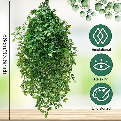 Hoteam 12 Pcs Artificial Hanging Plants Fake Ivy Vines with Green Leaves for Indoor Outdoor Walls Decor