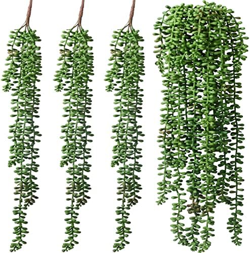 HANDIC 3 Pack Artificial String of Pearls Plants Green Hanging Decor