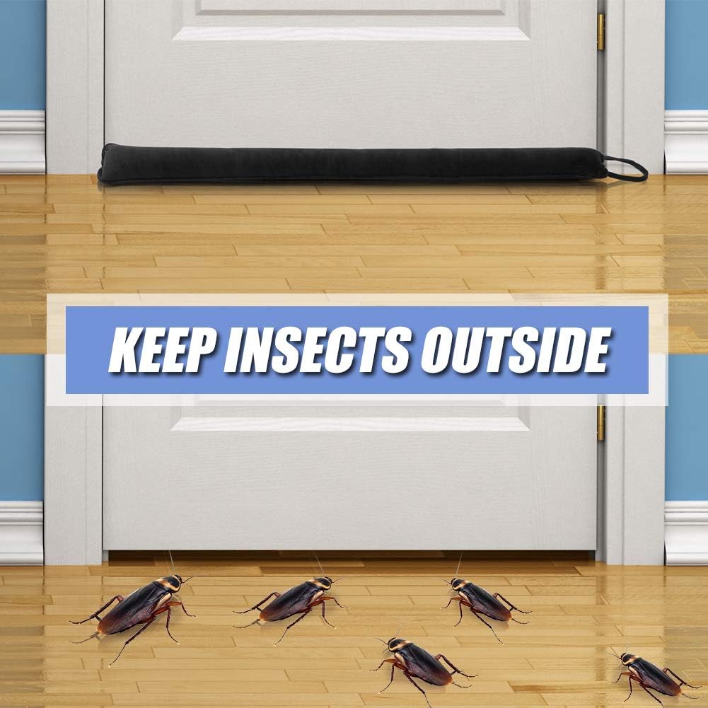 DreamQuil Under Door Snake Draft Stopper - Noise Air Blocker With Heavy Bottom Guard - 36 Inch Ink Black