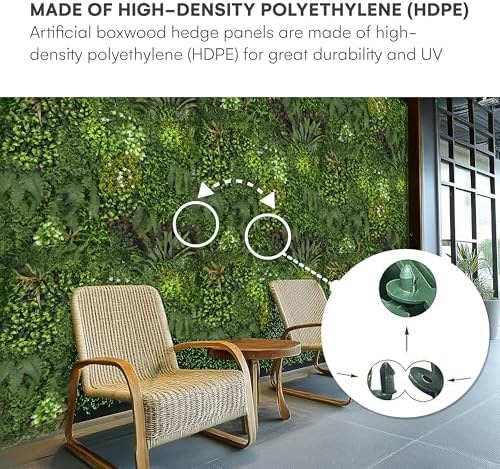 Flybold Greenery Wall Backdrop - 40x40x4 Inches Faux Boxwood Panels Pack of 3