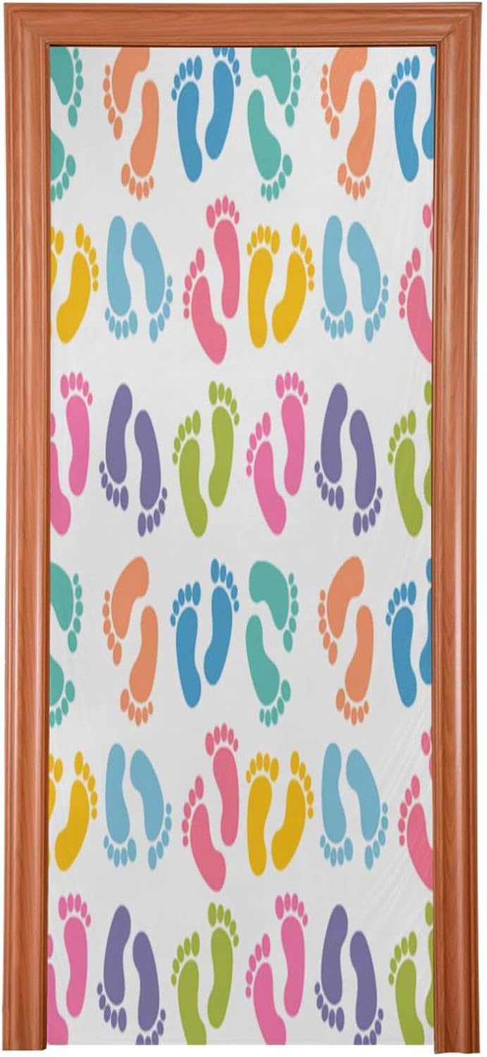 Susiyo Colorful Baby Footprints Halloween Door Cover