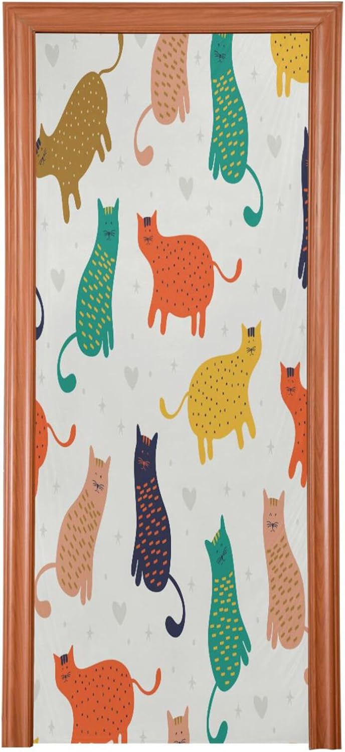 Susiyo Colorful Funny Cat Halloween Door Cover
