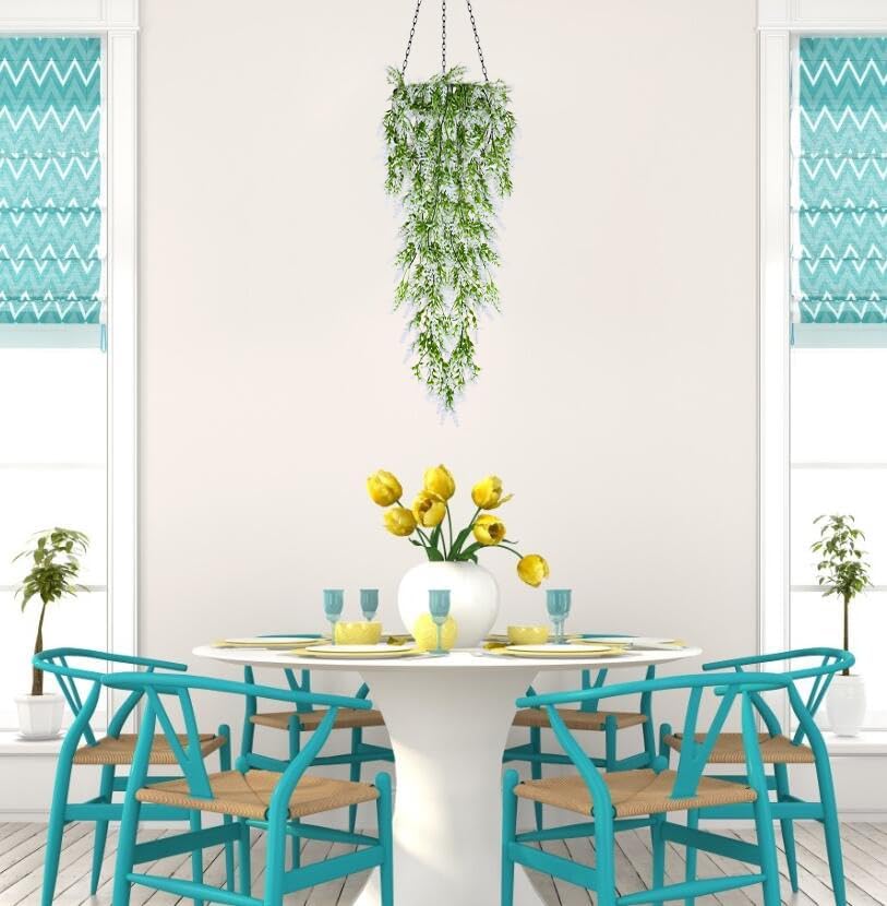 SJL 4pcs Artificial Hanging Lavender Plants for Indoor Decor