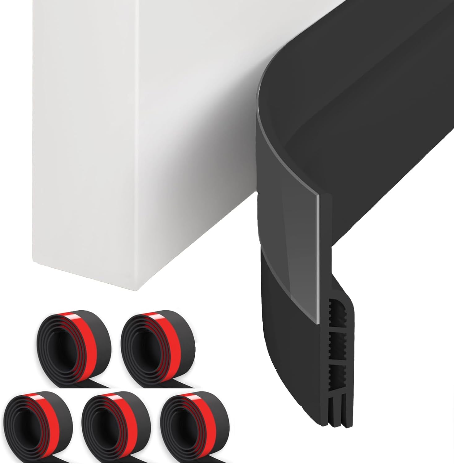 Door Weather Stripping 5 Pack Black Draft Stopper