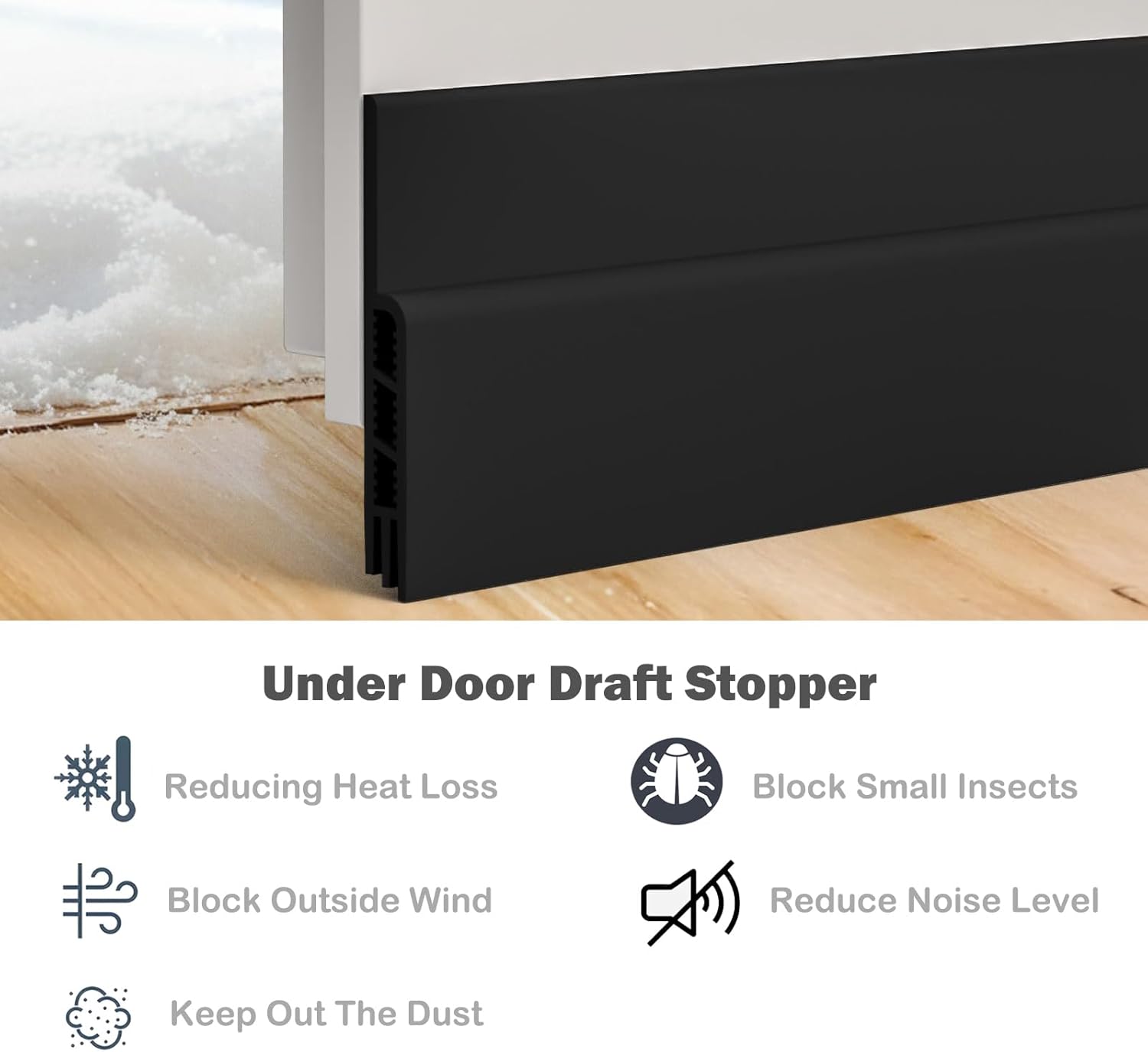Door Weather Stripping 5 Pack Black Draft Stopper