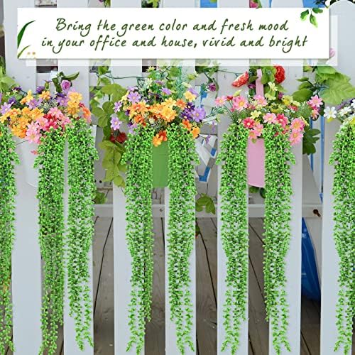 8 Pcs Artificial Succulents Hanging Plants 24 Inch Decor Set