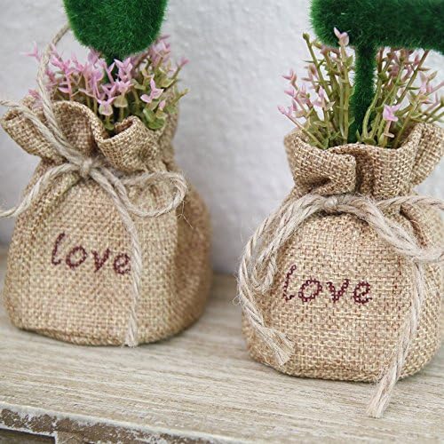 AINIESS Artificial Topiary Set Heart and Star Linen Base