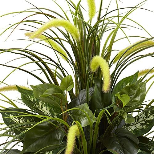 Nearly Natural 3ft Mixed Greens Cattails Artificial Plant with Planter