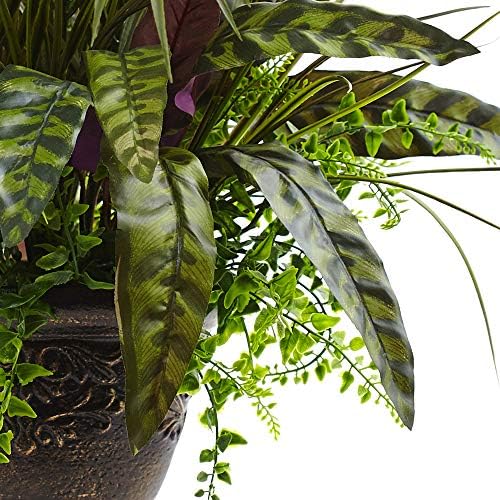 Nearly Natural 27in Mixed Areca Palm Fern Peacock Planter