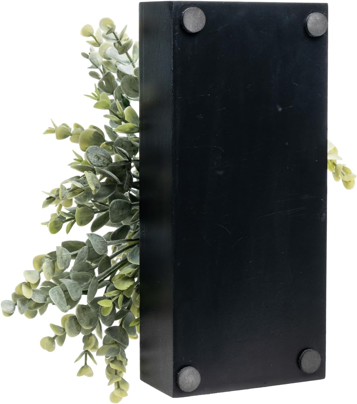 MyGift Artificial Eucalyptus Plant in Black Wood Planter