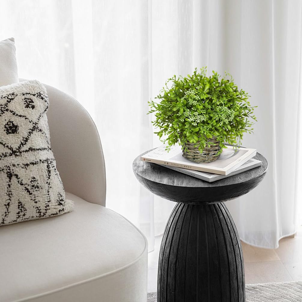 Hollyone Artificial Boxwood Plant in Woven Pot 9 Inch