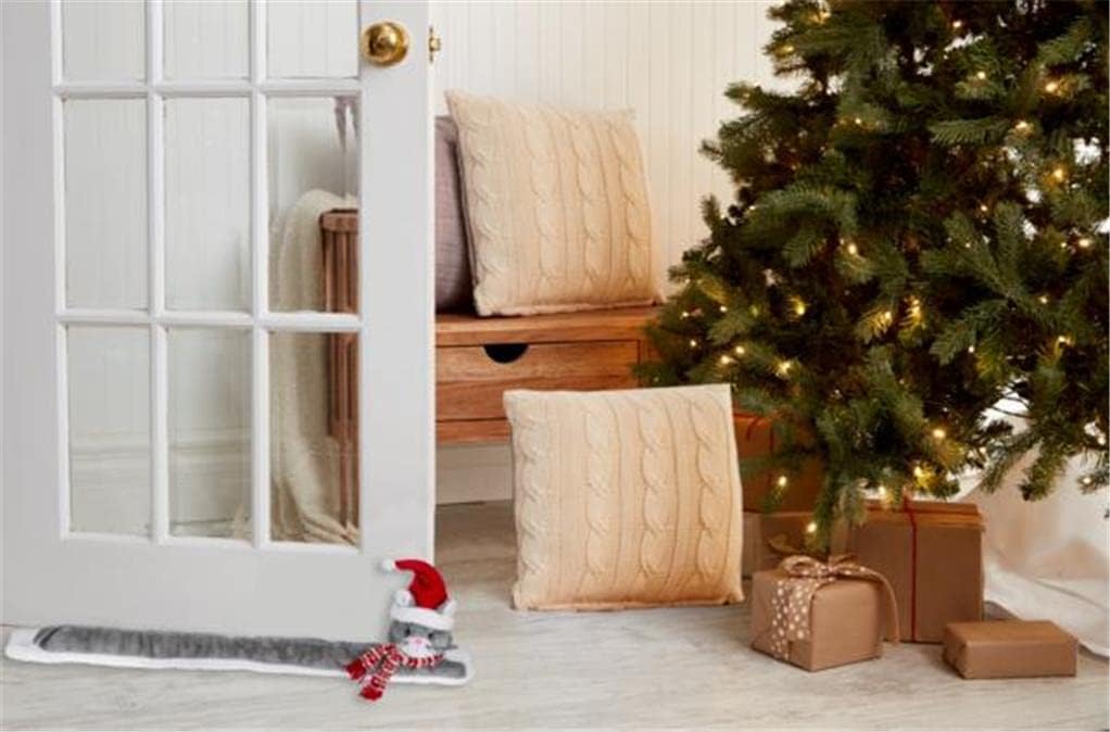 Gray Plush Kitty Cat Door Draft Stopper Christmas Decor