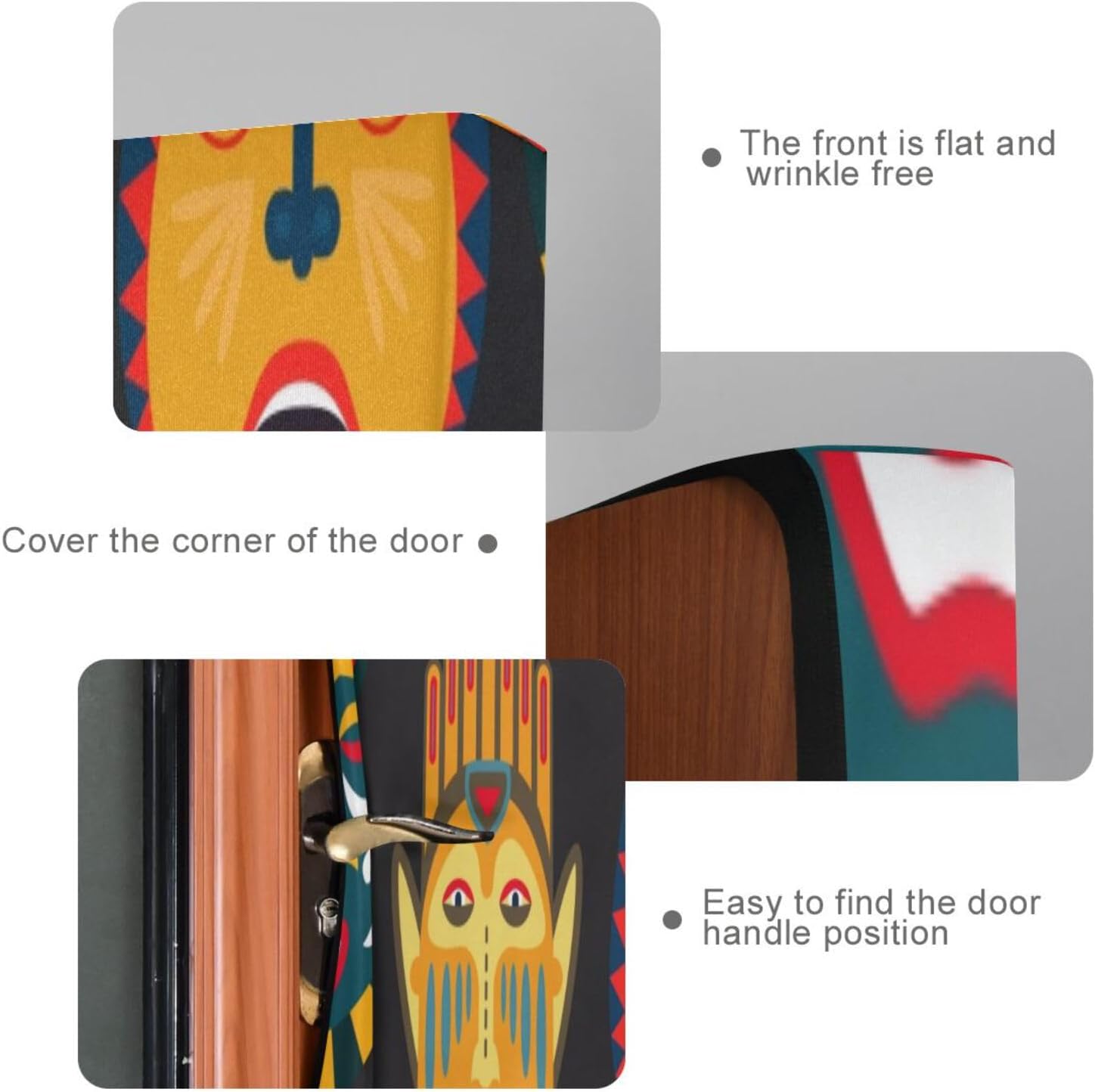 Susiyo Ethnic Masks Halloween Door Cover Stretch Fabric Door Decoration for Home Party