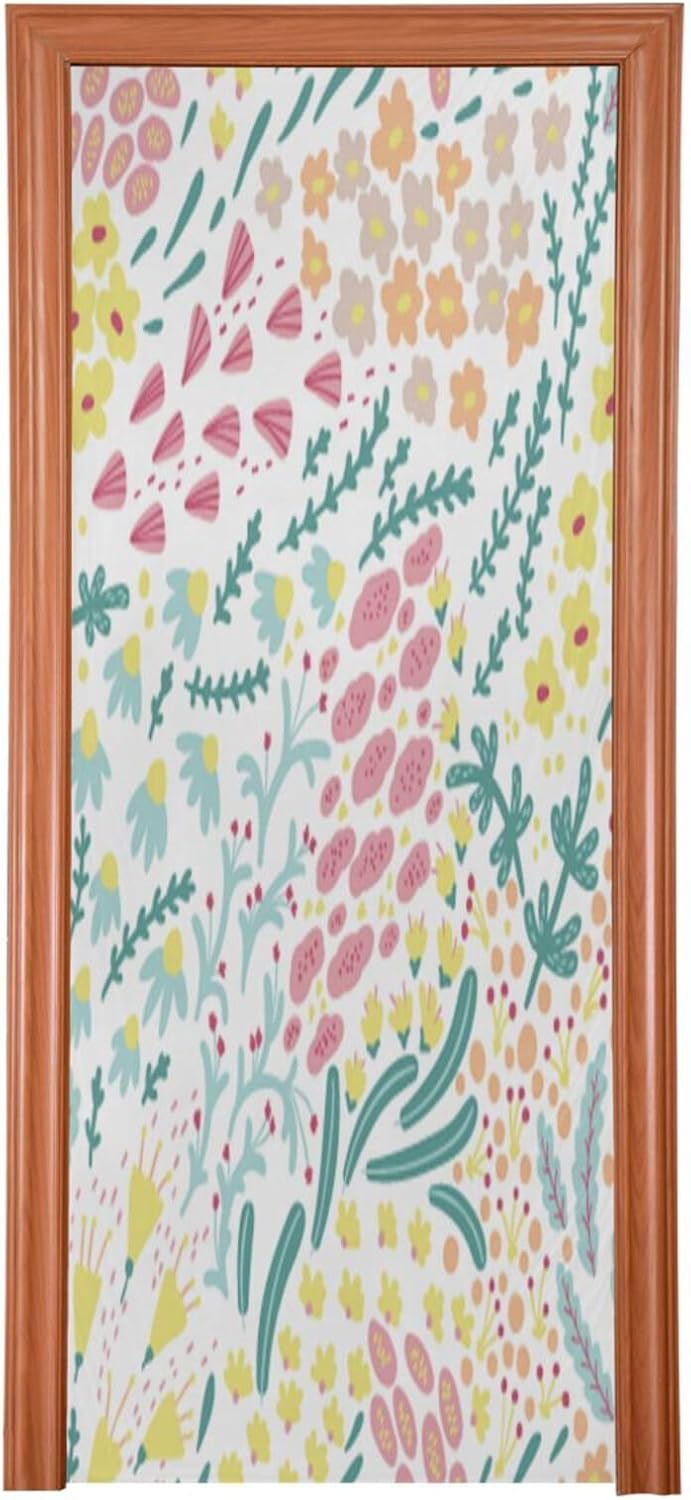 Susiyo Summer Floral Halloween Door Cover 32x79 in