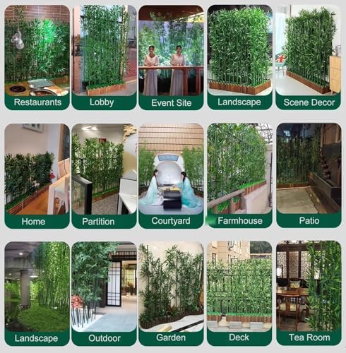 Faux Bamboo Plant Artificial Bamboo Indoor Outdoor Decor With Wood Base