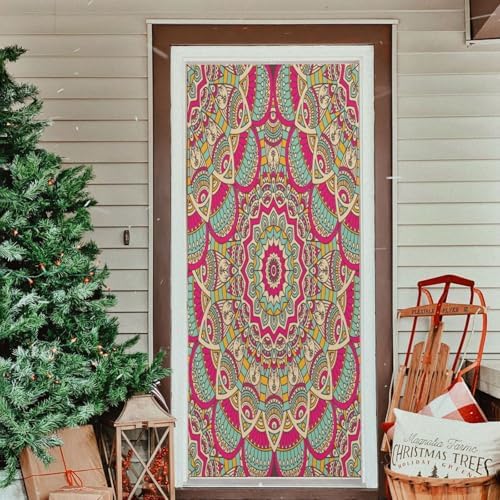 Susiyo Red Vintage Halloween Door Cover Stretch Fabric Door Decor for Home Parties and Holidays