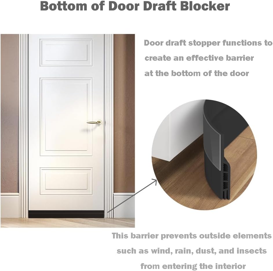 Door Weather Stripping 5 Pack Black Draft Stopper