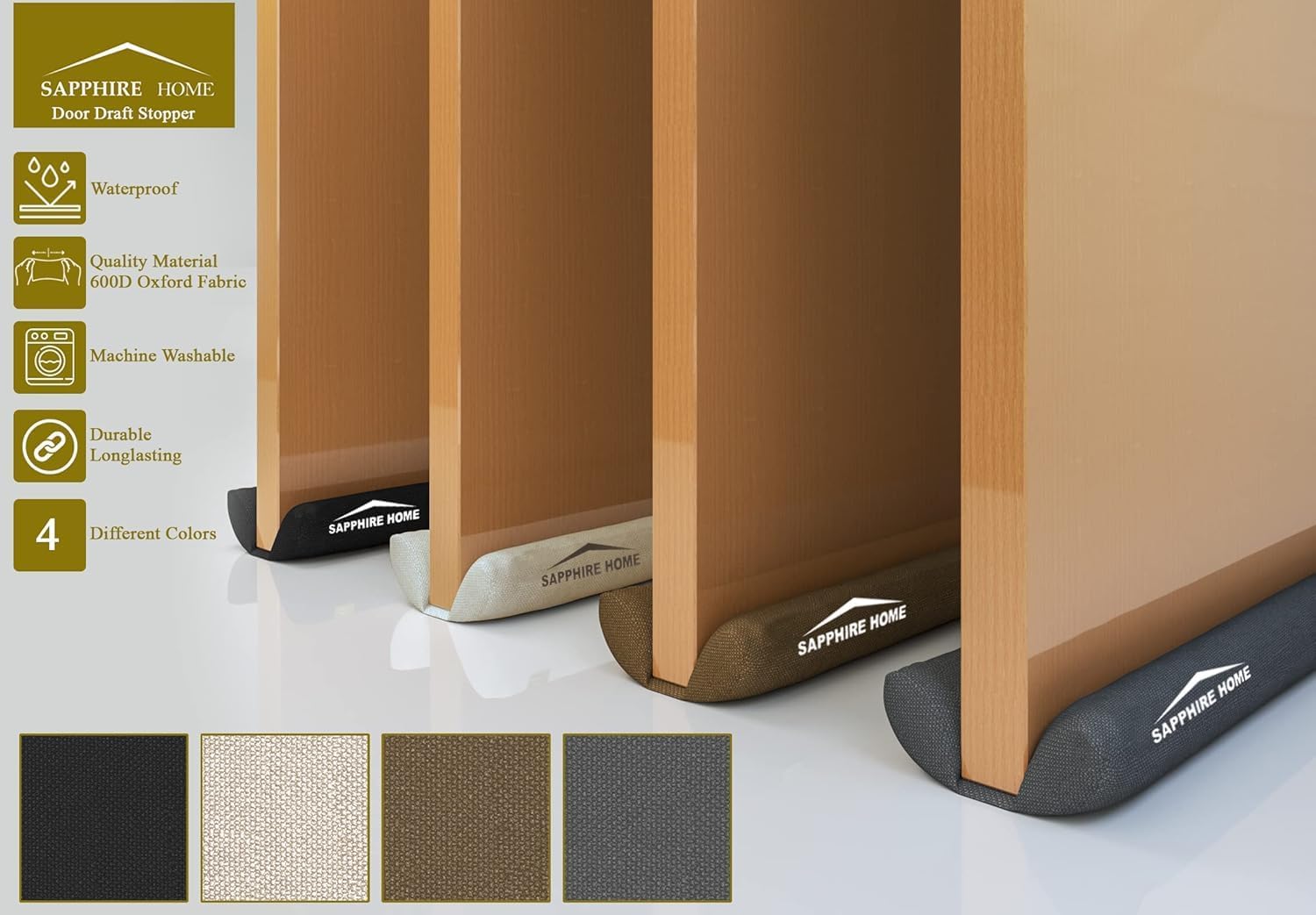 Sapphire Home Door Draft Stopper Waterproof Grey