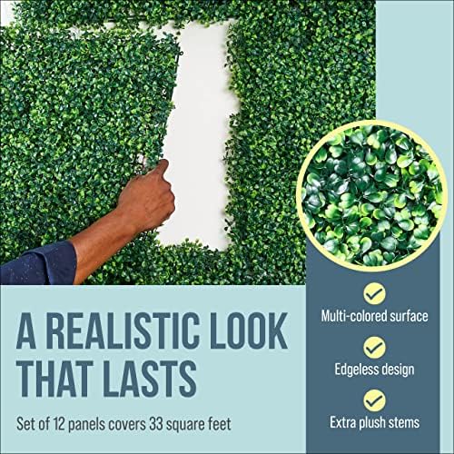 Creative Space Artificial Grass Wall Panels 12 PCS Wedding Backdrop Boxwood Privacy Screen