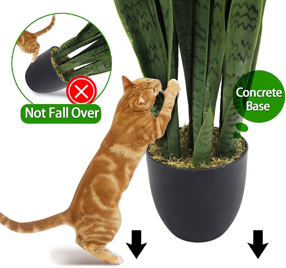 Greens Word 35 Lifelike Faux Snake Plant with 28 Thick PEVA Leaves