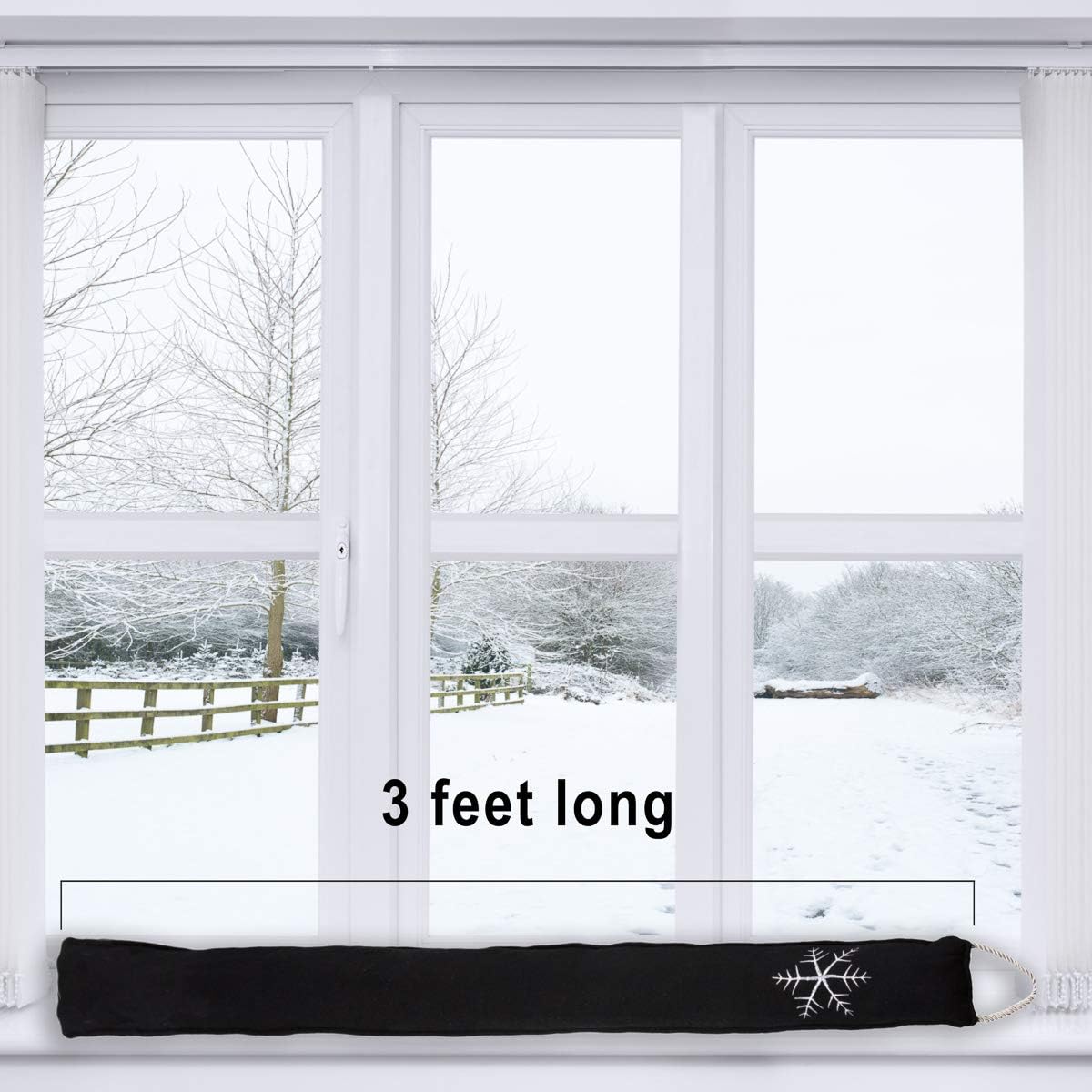 Simply Genius Cold Weather Door Draft Stopper 36 Inch Black
