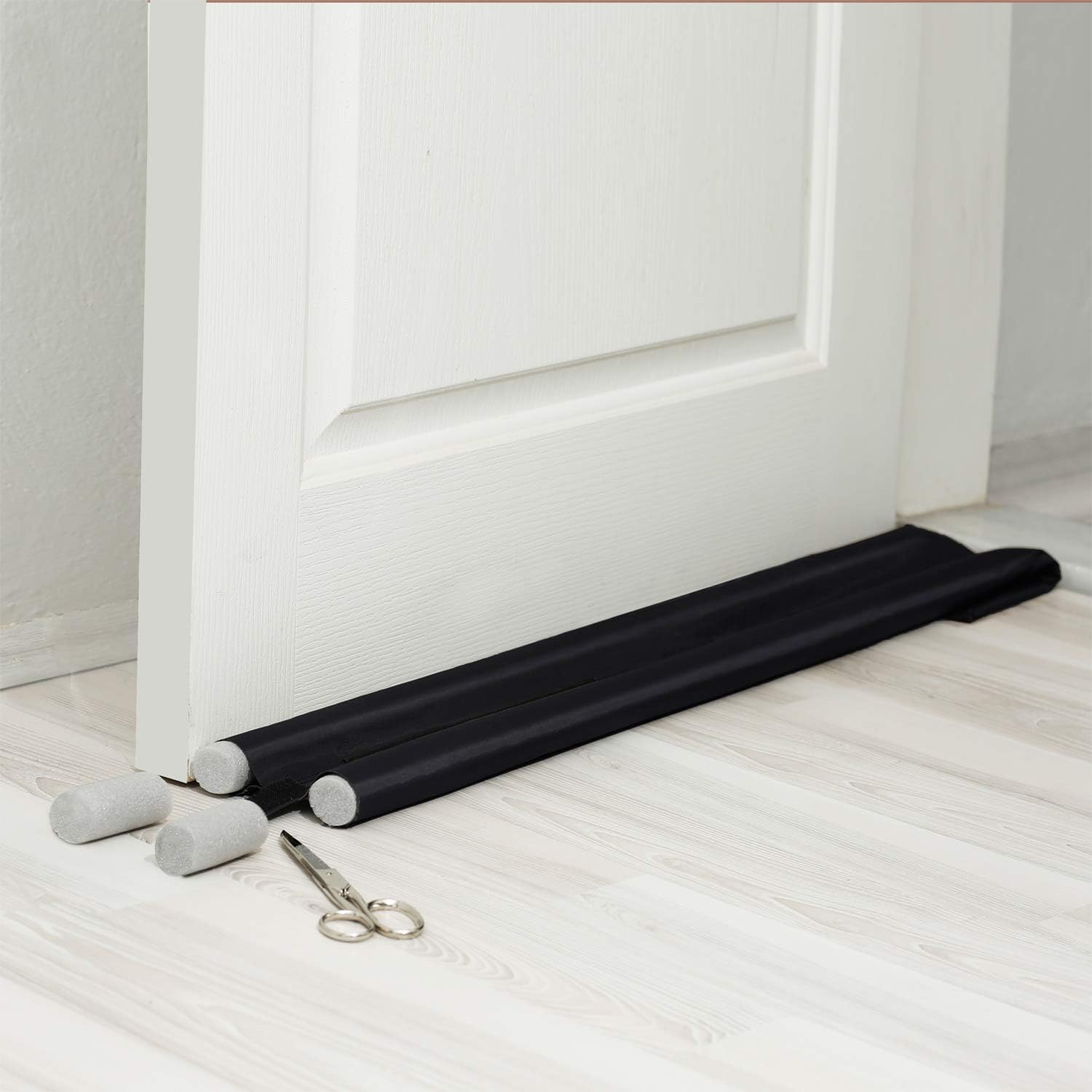 WEUPE Door Draft Stopper Double Sided 32-38 Inch Adjustable Black