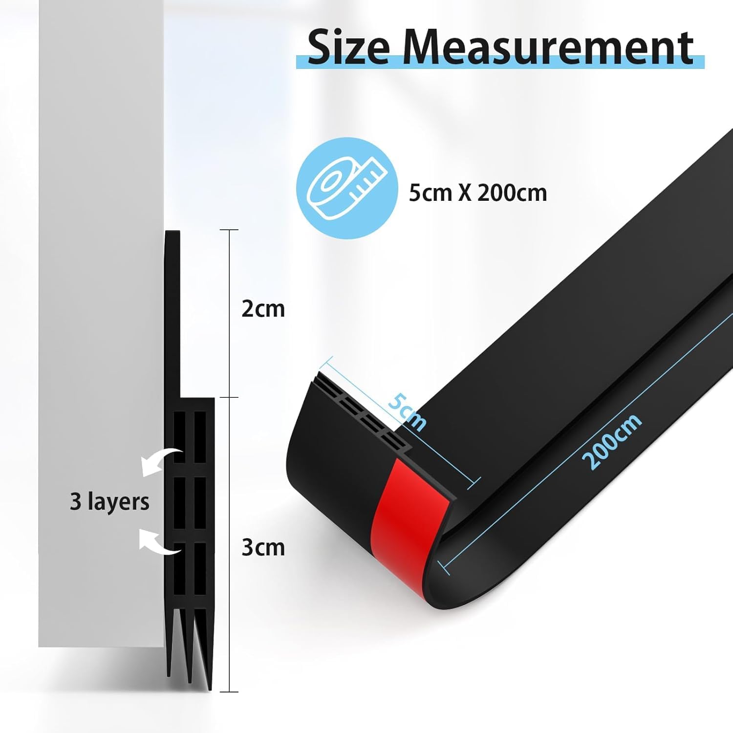 2 Pack Door Sweep Self Adhesive Weather Stripping Black