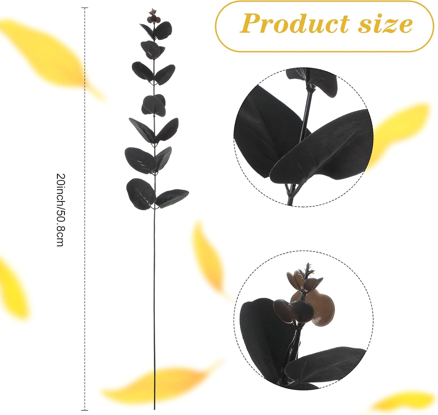 Chuangdi 20 Inch Artificial Eucalyptus Branches Black 24 Piece Set