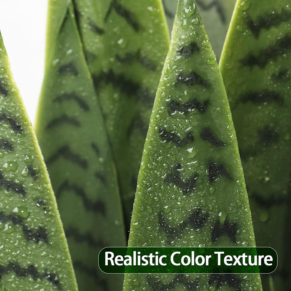 Greens Word 35 Lifelike Faux Snake Plant with 28 Thick PEVA Leaves