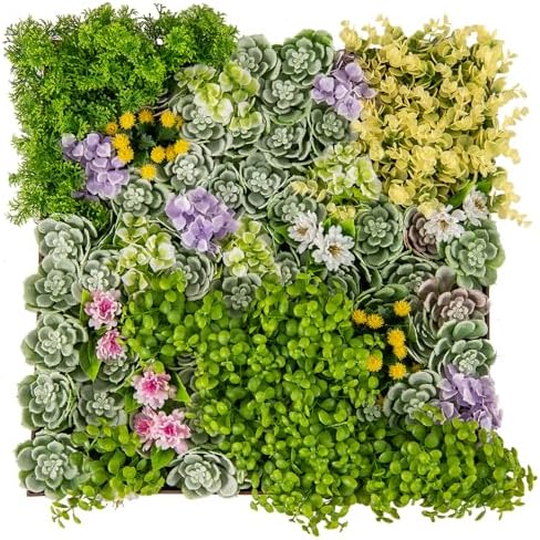 Giantex 2 Pack Hanging Artificial Plants Panels 20x20 Square Framed 3D Greenery Wall Art Decor