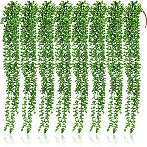 8 Pcs Artificial Succulents Hanging Plants 24 Inch Decor Set