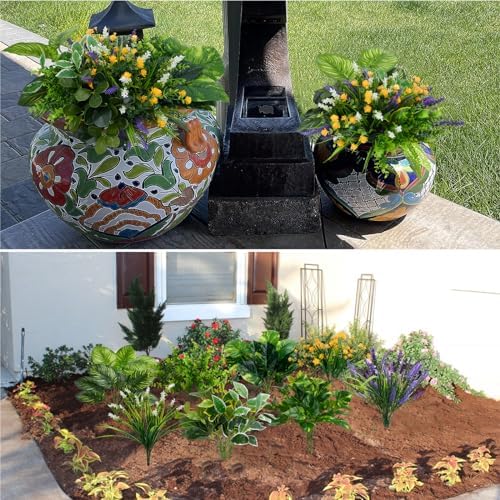 GTIDEA 19 Piece UV Resistant Artificial Plants Outdoor Decor Set